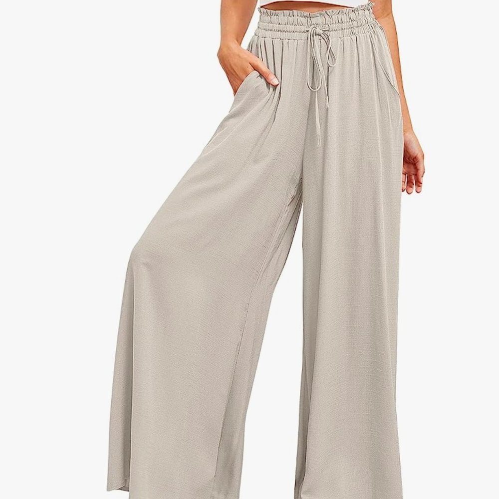Wide Leg Linen Pants Drawstring || SeekMe